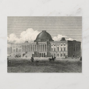 Antique Engrave of Old Huvudstad Byggnad Vykort