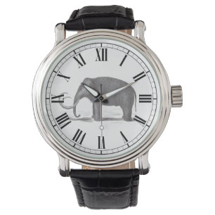 Antique Engrave of Wooly Mammoth Roman Numeral Armbandsur