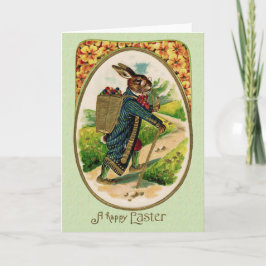 Antique Erudite Påsk Rabbit Greeting Card Helgkort