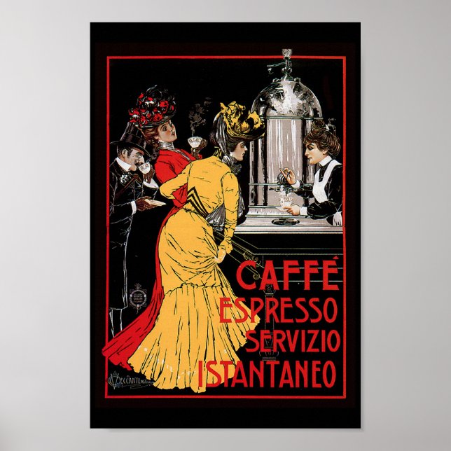 Antique Espresso Expresso Coffee italiensk Poster (Framsidan)