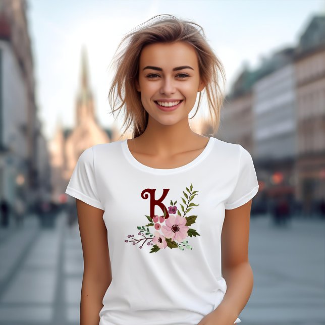 Antique Fall Aesthetics Blommigt Monogram T Shirt (Skapare uppladdad)