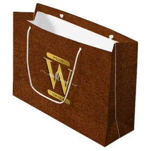 Antique Faux Leather & Guld Monogram