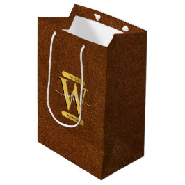 Antique Faux Leather & Guld Monogram