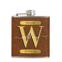 Antique Faux Leather & Guld Monogram