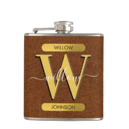 Antique Faux Leather & Guld Monogram Fickplunta