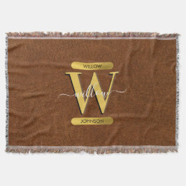 Antique Faux Leather & Guld Monogram Filt