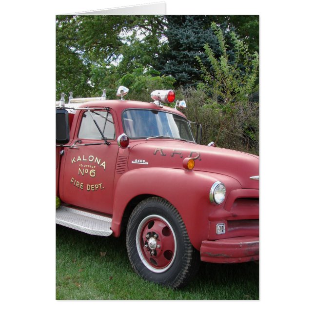 Antique Fire Lastbil Hälsningskort (Framsidan)