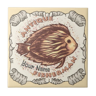 Antique Fisherman Kakelplatta