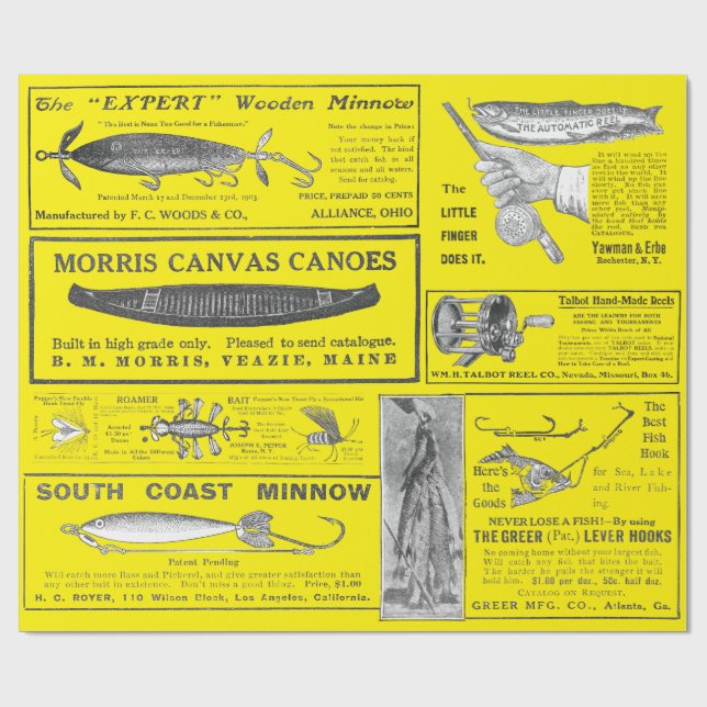 Antique Fishing Fisherman Ads Circa 1909 Lures Wr Presentpapper (Platt)