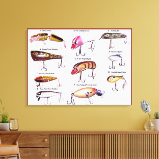 "Antique Fishing Lures Wall Art" Canvastryck