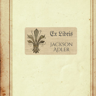 Antique Fleur de Lis Ex Libris Bookplate Adressetikett