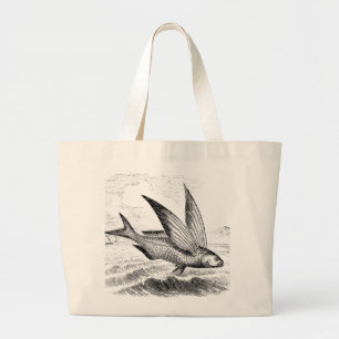 Antique Flies Fish on Tote Bag Jumbo Tygkasse