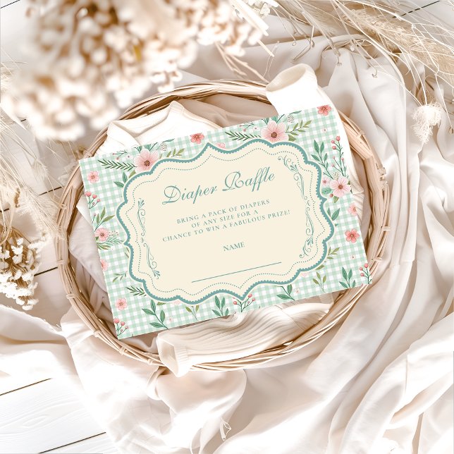 . Antique Floral Scalloped Diapper Raffle Tilläggskort (Skapare uppladdad)