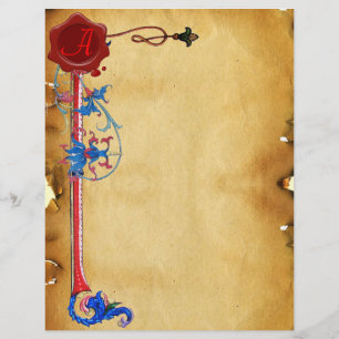 ANTIQUE FLORENTINE BLOMMIGT RED VAX SEAL MONOGRAM