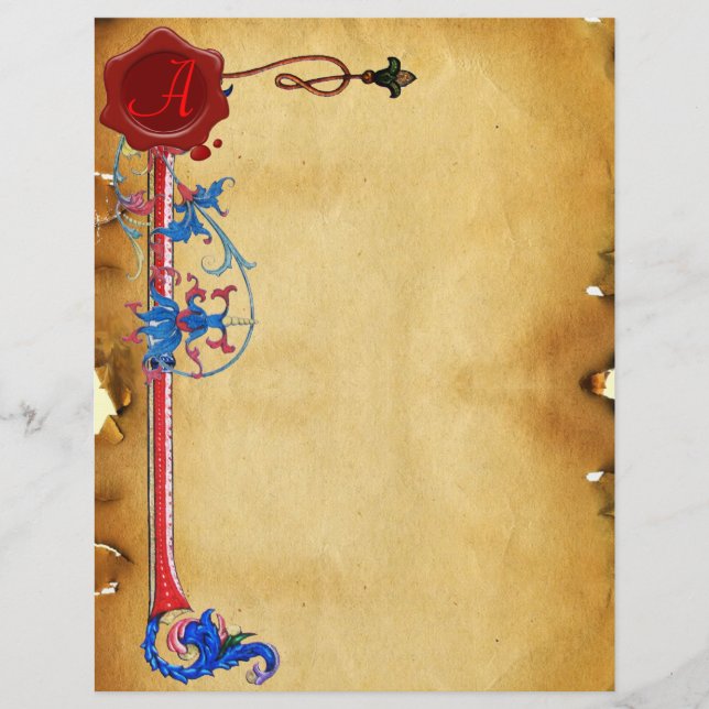 ANTIQUE FLORENTINE BLOMMIGT RED VAX SEAL MONOGRAM (Framsida)