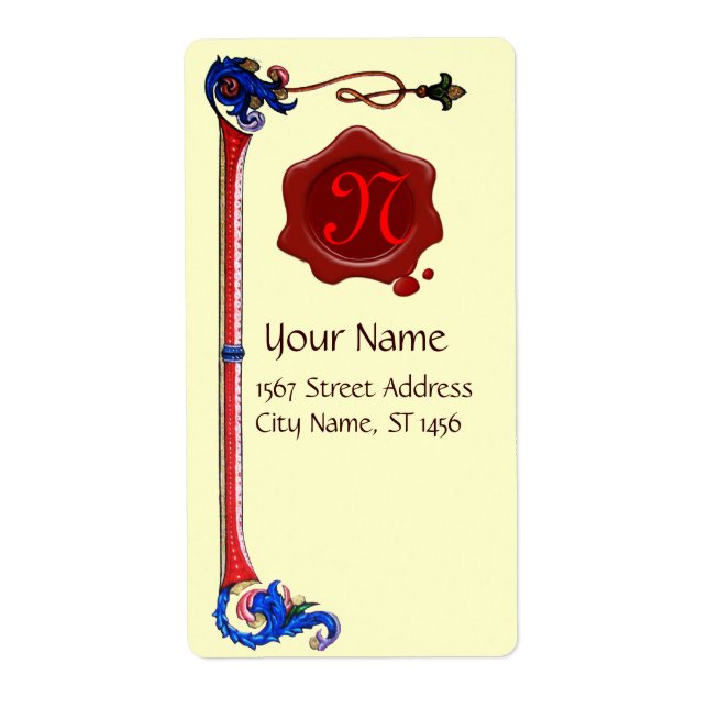 ANTIQUE FLORENTINE BLOMMIGT RED VAX SEAL MONOGRAM FRAKTSEDEL (Framsidan)