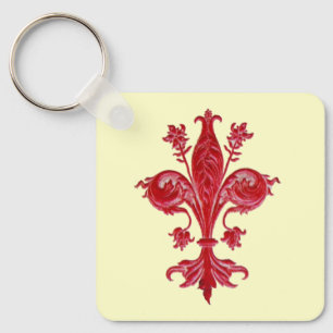 ANTIQUE FLORENTINE FLEUR DE LISE, Cream Nyckelring