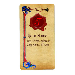 ANTIQUE FLORENTINE PARCHMENT RED VAX SEAL MONOGRAM FRAKTSEDEL