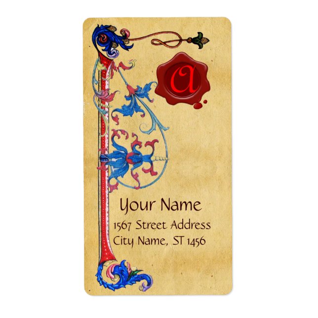 ANTIQUE FLORENTINE PARCHMENT RED VAX SEAL MONOGRAM FRAKTSEDEL (Framsidan)