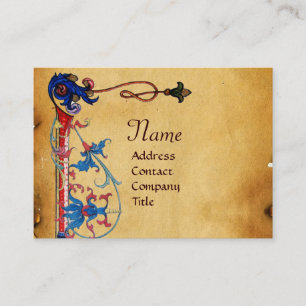 ANTIQUE FLORENTINE PARCHMENT RED VAX SEAL MONOGRAM VISITKORT