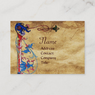 ANTIQUE FLORENTINE PARCHMENT RED VAX SEAL MONOGRAM VISITKORT