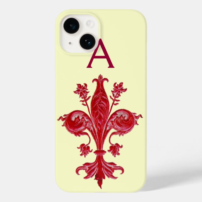 ANTIQUE FLORENTINE RED LILY,FLEUR DE LIS, Monogram (Baksida)