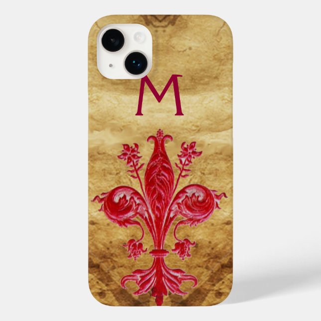 ANTIQUE FLORENTINE RED LILY FLEUR DE LIS PARCHMENT (Baksida)