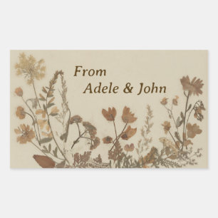 Antique Flower Collage Rektangulärt Klistermärke