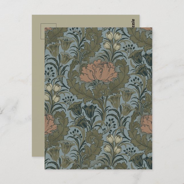 Antique Flower Morris Garden Blommigt Tapet Vykort (Fram/baksida)