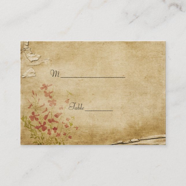 Antique Flowers Bord Place Card Placeringskort (Framsida)
