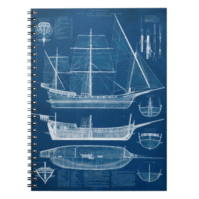 Antique Frakt Blueprint I Anteckningsbok (Framsidan)