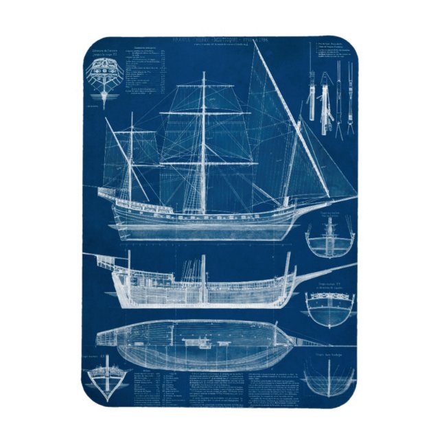 Antique Frakt Blueprint I Magnet (Vertikal)