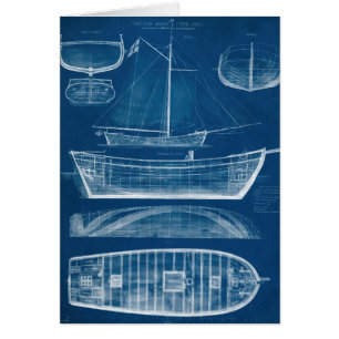 Antique Frakt Blueprint II Hälsningskort