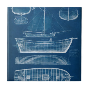 Antique Frakt Blueprint II Kakelplatta