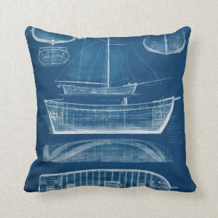 Antique Frakt Blueprint II Kudde