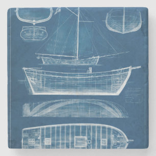 Antique Frakt Blueprint II Stenunderlägg