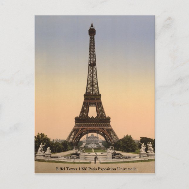 Antique Frankrike Eiffel Torn, Paris-Expo 1900 Vykort (Framsida)