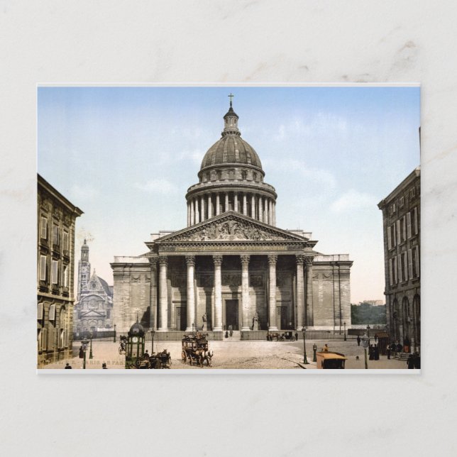 Antique Frankrike street scen c1900, Pantheon, Par Vykort (Framsida)