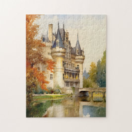 Antique Fransk Castle Watercolor Puzzle | Pussel