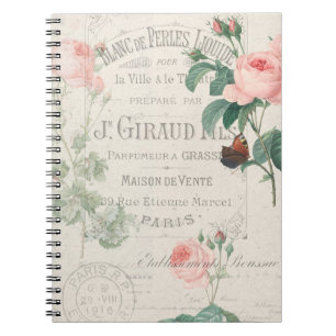 Antique Fransk Redoute Ro Ephemera Anteckningsbok