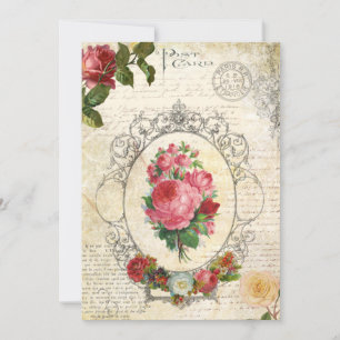 Antique Fransk Ro Ephemera Anteckningskort