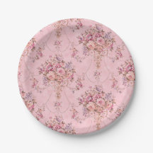 Antique Fransk Rosa Victorian Stil Blommigt Rococo