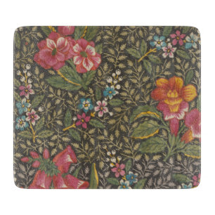 Antique Fransk Toile de Jouy 1800 s Blommigt Grena