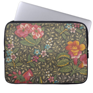 Antique Fransk Toile de Jouy 1800 s Blommigt Grena Laptop Fodral