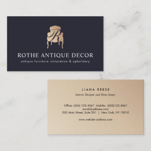 Antique FurnMöbler Dealer Guld Monogram Logotyp Visitkort