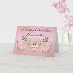 Antique Furworth Rosa Grandmor Birthday Card Kort