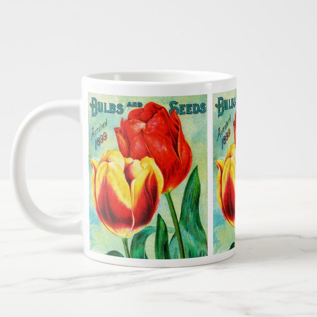 Antique Garden Advertisement, Gult Red Tulips Jumbo Mugg (Vänster)