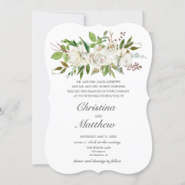 Antique Garden White Flowers Elegant bröllop Inbjudningar