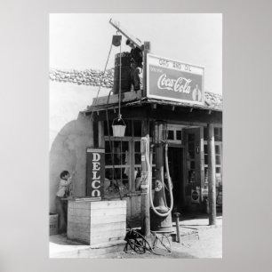 Antique Gas Station: 1940 Poster