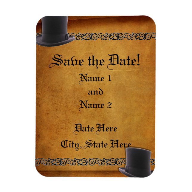 Antique Gay Bröllop Anpassningsbar Spara-the-Date  Magnet (Vertikal)